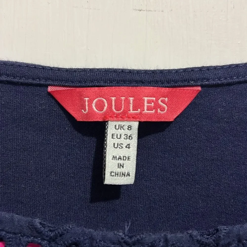 Joules Women's Size 4 Navy Open Weave Pull On T Shirt Blouse